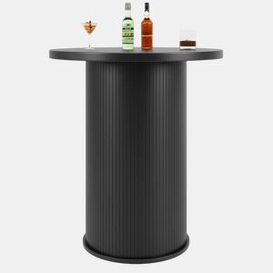 Mesa alta de bar redonda de 91,6 cm com espaço de arrumação - MDF com efeito de madeira, armário integrado, capacidade de carga até 75 kg, para bar e sala de estar - Preto