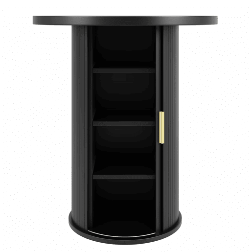 Mesa alta de bar redonda de 91,6 cm com espaço de arrumação - MDF com efeito de madeira, armário integrado, capacidade de carga até 75 kg, para bar e sala de estar - Preto