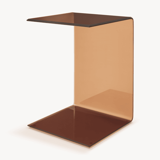 Mesa de apoio Trölmapilu em forma de C vidro 60x40x40cm - Castanho en.casa