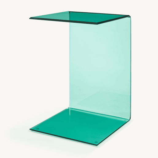 Mesa de apoio Trölmapilu em forma de C vidro 60x40x40cm - Verde en.casa