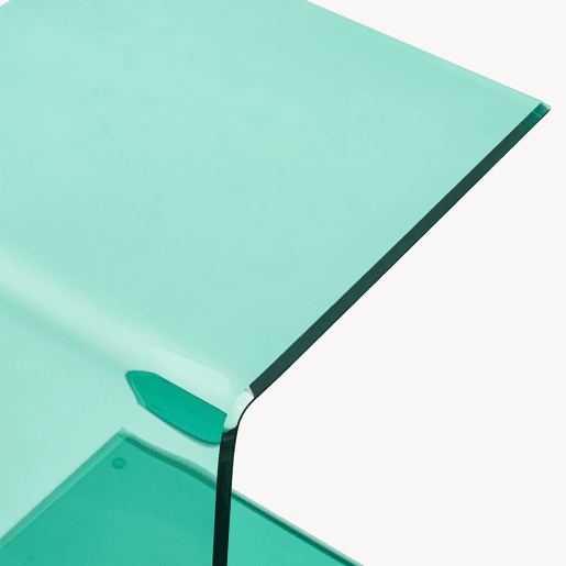 Mesa de apoio Trölmapilu em forma de C vidro 60x40x40cm - Verde en.casa