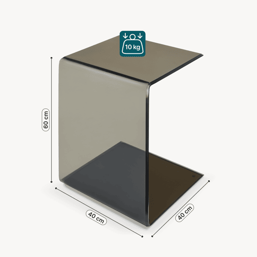 Mesa de apoio Trölmapilu em forma de C vidro 60x40x40cm - Cinzento escuro en.casa