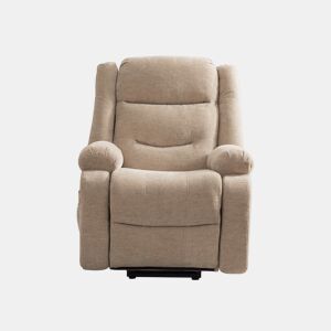 Poltrona relax elétrica - com função de assistência ao levantar, massagem e aquecimento, encosto e apoio para os pés elétricos ajustáveis, bolsos laterais - cáqui claro