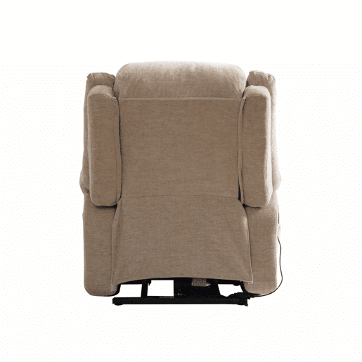 Poltrona relax elétrica - com função de assistência ao levantar, massagem e aquecimento, encosto e apoio para os pés elétricos ajustáveis, bolsos laterais - cáqui claro