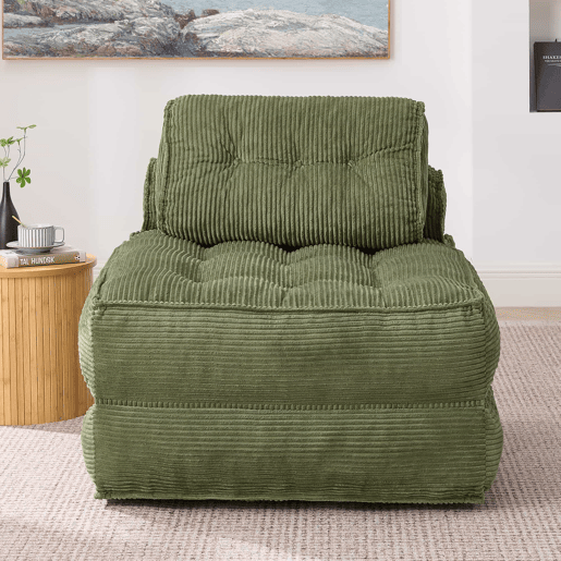 Poltrona dobrável 2 em 1 em veludo - sofá-cama com encosto ajustável, poltrona multifuncional e cama de hóspedes para a sala e o quarto - Verde