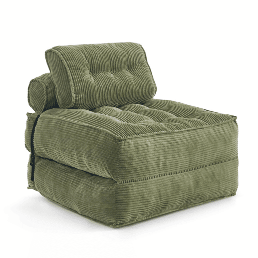 Poltrona dobrável 2 em 1 em veludo - sofá-cama com encosto ajustável, poltrona multifuncional e cama de hóspedes para a sala e o quarto - Verde