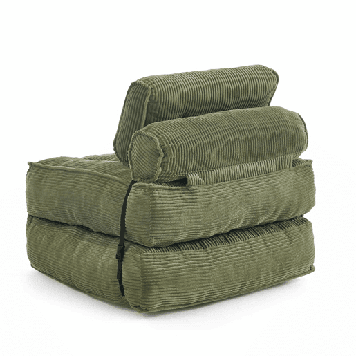 Poltrona dobrável 2 em 1 em veludo - sofá-cama com encosto ajustável, poltrona multifuncional e cama de hóspedes para a sala e o quarto - Verde