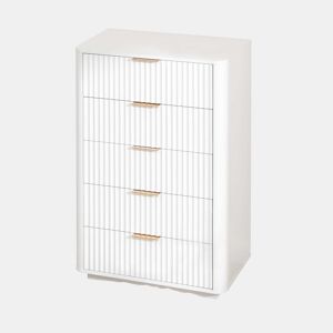 Cómoda de 5 gavetas - Moderna, com puxadores de metal, estrutura resistente, dispositivo anti-tombamento - Branca