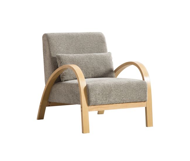Sillón lounge escandinavo - tapizado en chenilla suave y estructura de madera resistente para salón y dormitorio - gris