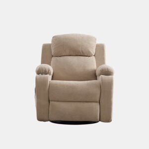 Poltrona relax elétrica giratória a 360° - função de massagem e aquecimento, encosto e apoio para os pés reclináveis, bolsos laterais e porta-copos - Castanho-claro
