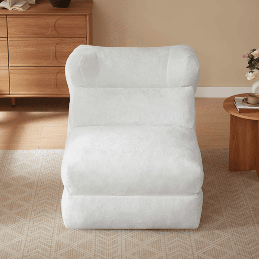 Sofá Relax Chenilla - Design exclusivo, conversível em poltrona reclinável - Cor branca Sofá Relax Chenilla - Design exclusivo, conversível em poltrona reclinável - Cor branca