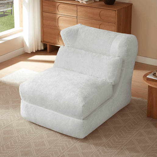 Sofá Relax Chenilla - Design exclusivo, conversível em poltrona reclinável - Cor branca Sofá Relax Chenilla - Design exclusivo, conversível em poltrona reclinável - Cor branca