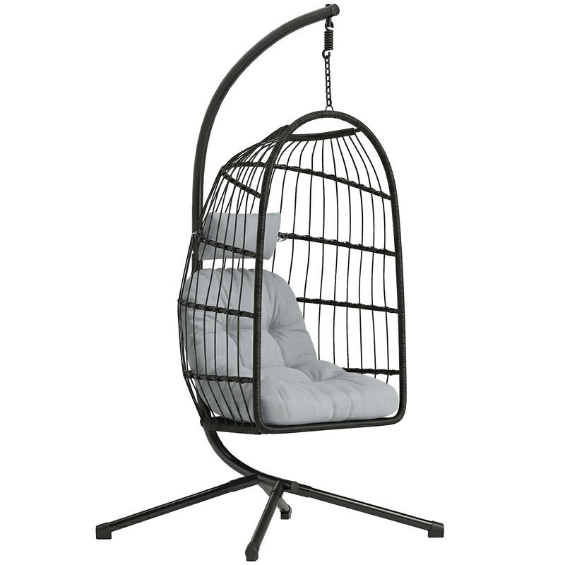 Silla Colgante Ratán Metal, Ratán PE Outsunny