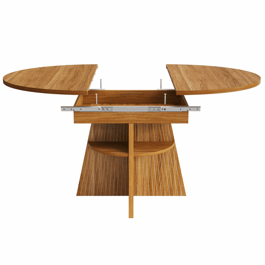Mesa de jantar extensível - com compartimento de arrumação aberto nas pernas, mesa multifuncional compacta para espaços pequenos, tampo reforçado, cantos arredondados - Castanho escuro Mesa de jantar extensível - com compartimento de arrumação aberto nas pernas, mesa multifuncional compacta para espaços pequenos, tampo reforçado, cantos arredondados - Castanho escuro