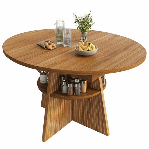 Mesa de jantar extensível - com compartimento de arrumação aberto nas pernas, mesa multifuncional compacta para espaços pequenos, tampo reforçado, cantos arredondados - Castanho escuro Mesa de jantar extensível - com compartimento de arrumação aberto nas pernas, mesa multifuncional compacta para espaços pequenos, tampo reforçado, cantos arredondados - Castanho escuro