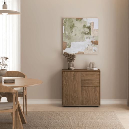 Cómoda Paarl com 2 gavetas e 2 portas 74x79x36cm Nogueira en.casa