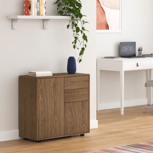 Cómoda Paarl com 2 gavetas e 2 portas 74x79x36cm Nogueira en.casa