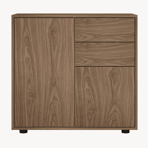 Cómoda Paarl com 2 gavetas e 2 portas 74x79x36cm Nogueira en.casa