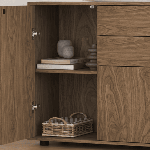 Cómoda Paarl com 2 gavetas e 2 portas 74x79x36cm Nogueira en.casa