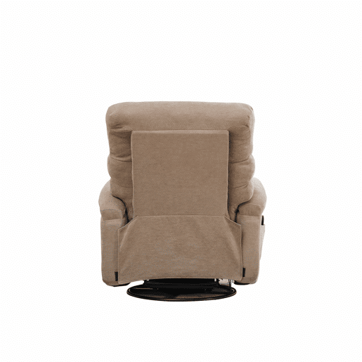 Poltrona relax elétrica de 1 lugar - giratória a 360° com função de massagem e aquecimento elétrico, encosto e apoio para os pés ajustáveis, bolsos laterais - Taupe