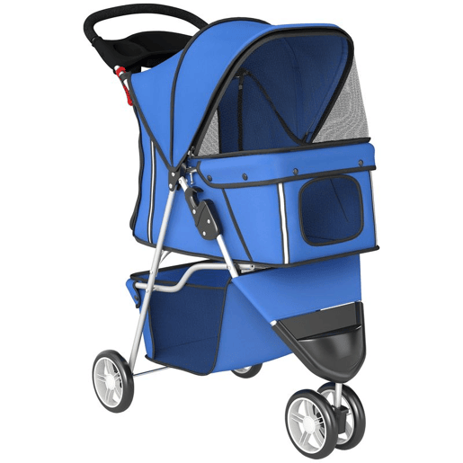 PawHut Carrinho para Cães Dobrável Carrinho de Passeio para Cães Pequenos com Cesto de Armazenamento Janelas de Malha Suporte para Copos e Rodas Carga 10 kg 77x44x102 cm Azul PawHut Carrinho para Cães Dobrável Carrinho de Passeio para Cães Pequenos com Cesto de Armazenamento Janelas de Malha Suporte para Copos e Rodas Carga 10 kg 77x44x102 cm Azul