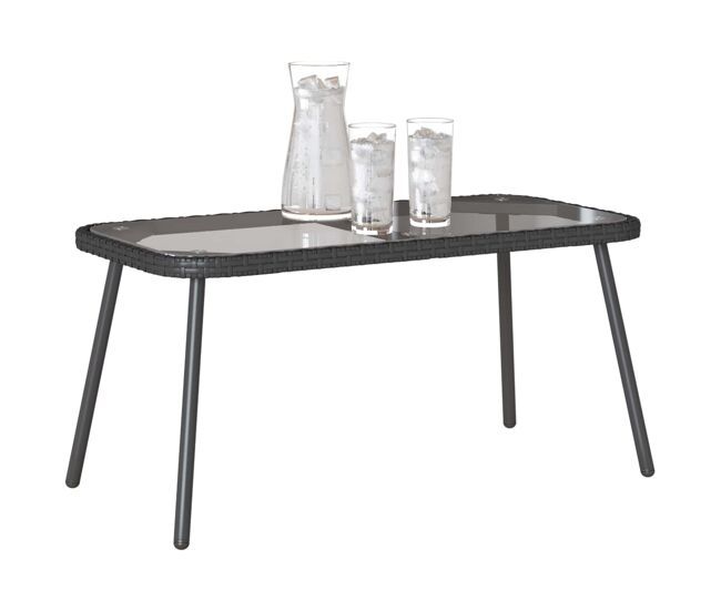 Mesa de café - mesa de centro - mesa baja negro 90 x 45 x 43 cm ratán sintético