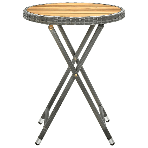 Mesa de Centro, Mesa baixa 60 cm vime PE e madeira de acácia maciça cinzento