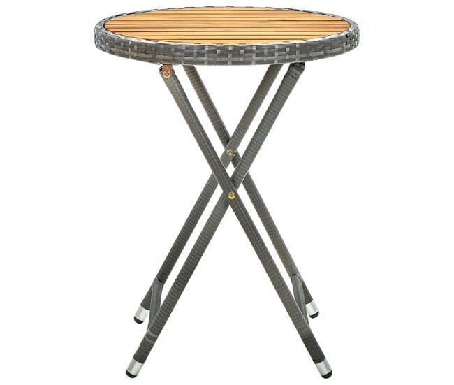 Mesa de café - mesa de centro ratán sintético y madera maciza de acacia 60 cm