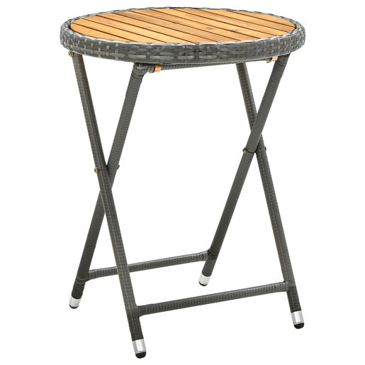 Mesa de Centro, Mesa baixa 60 cm vime PE e madeira de acácia maciça cinzento
