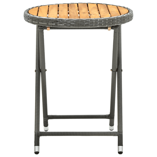 Mesa de Centro, Mesa baixa 60 cm vime PE e madeira de acácia maciça cinzento