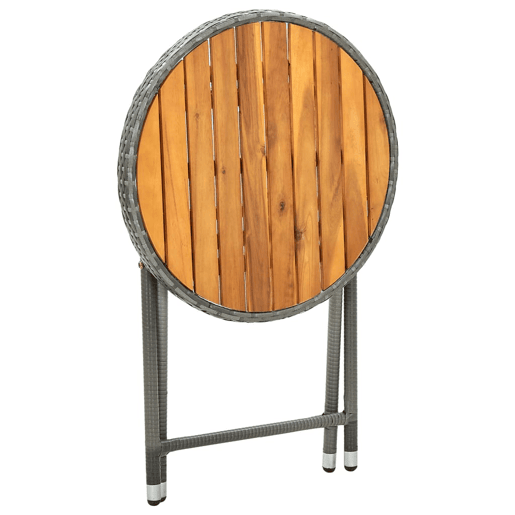 Mesa de Centro, Mesa baixa 60 cm vime PE e madeira de acácia maciça cinzento