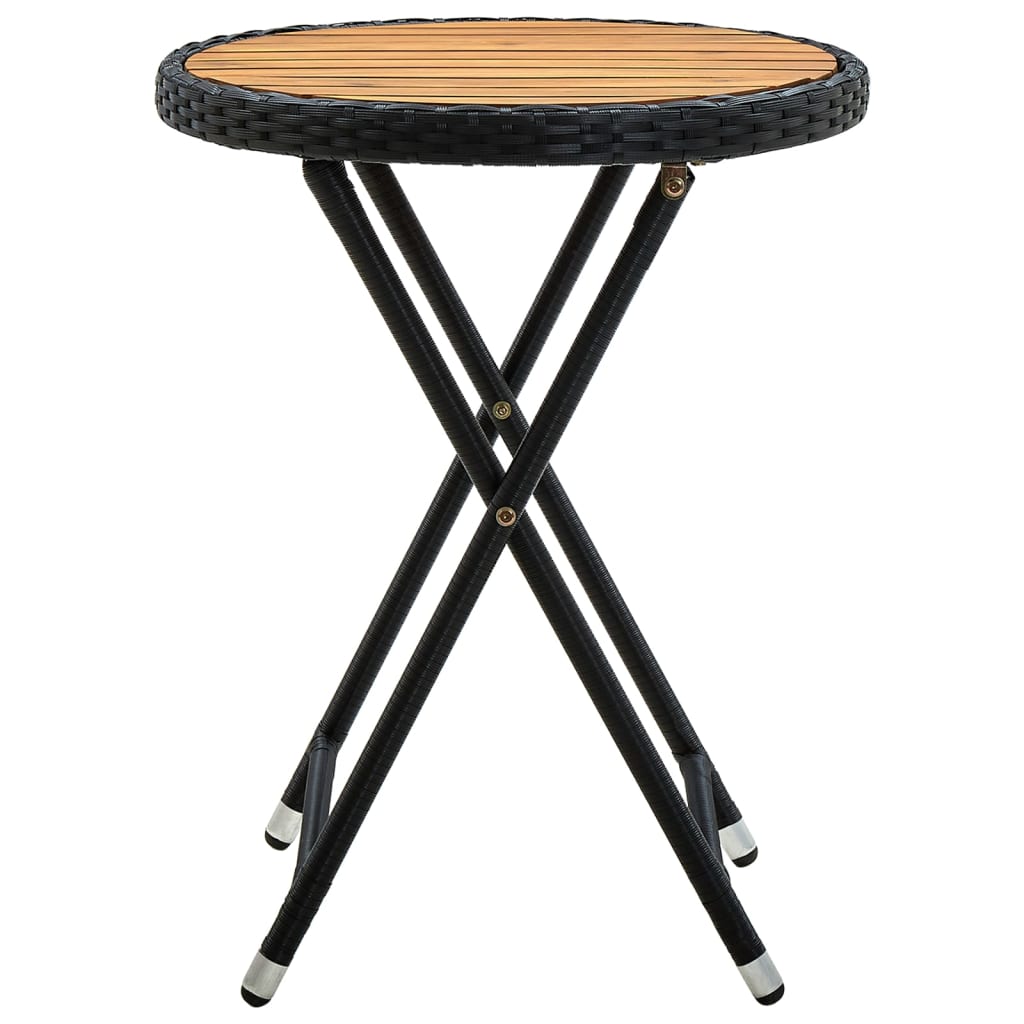 Mesa de café - mesa de centro ratán sintético y madera maciza de acacia 60 cm