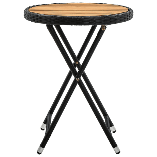 Mesa de Centro, Mesa baixa 60 cm vime PE e madeira de acácia maciça preto