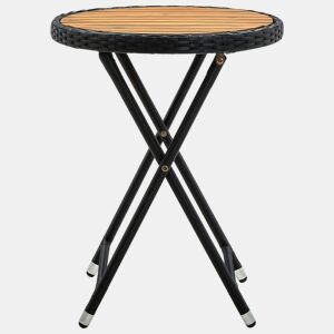 Mesa de Centro, Mesa baixa 60 cm vime PE e madeira de acácia maciça preto