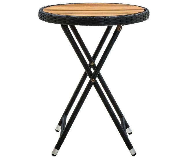 Mesa de café - mesa de centro ratán sintético y madera maciza de acacia 60 cm