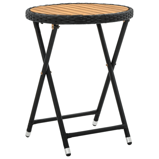 Mesa de Centro, Mesa baixa 60 cm vime PE e madeira de acácia maciça preto