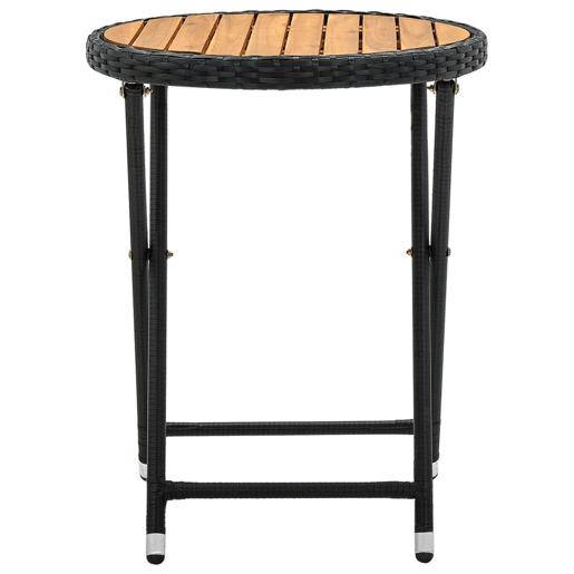 Mesa de Centro, Mesa baixa 60 cm vime PE e madeira de acácia maciça preto