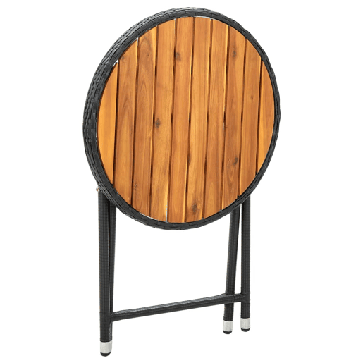Mesa de Centro, Mesa baixa 60 cm vime PE e madeira de acácia maciça preto