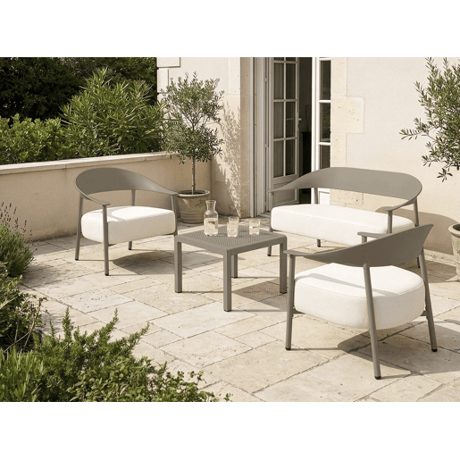 Sofá de jardim Céora em plástico e metal - 2 lugares - Taupe