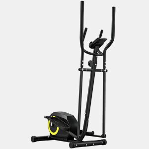 SPORTNOW Bicicleta Elíptica para Casa Máquina Elíptica Silenciona com Bluetooth Compatível com App Resistência Ajustável em 8 Níveis Ecrã LCD e Sensor de Pulso Rodas Capacidade de Carga 120 kg 100x52x153 cm Preto e Amarelo
