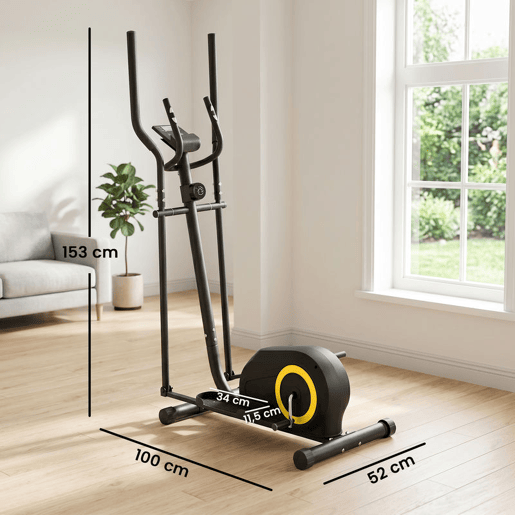 SPORTNOW Bicicleta Elíptica para Casa Máquina Elíptica Silenciona com Bluetooth Compatível com App Resistência Ajustável em 8 Níveis Ecrã LCD e Sensor de Pulso Rodas Capacidade de Carga 120 kg 100x52x153 cm Preto e Amarelo SPORTNOW Bicicleta Elíptica para Casa Máquina Elíptica Silenciona com Bluetooth Compatível com App Resistência Ajustável em 8 Níveis Ecrã LCD e Sensor de Pulso Rodas Capacidade de Carga 120 kg 100x52x153 cm Preto e Amarelo