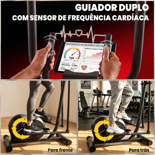 SPORTNOW Bicicleta Elíptica para Casa Máquina Elíptica Silenciona com Bluetooth Compatível com App Resistência Ajustável em 8 Níveis Ecrã LCD e Sensor de Pulso Rodas Capacidade de Carga 120 kg 100x52x153 cm Preto e Amarelo SPORTNOW Bicicleta Elíptica para Casa Máquina Elíptica Silenciona com Bluetooth Compatível com App Resistência Ajustável em 8 Níveis Ecrã LCD e Sensor de Pulso Rodas Capacidade de Carga 120 kg 100x52x153 cm Preto e Amarelo