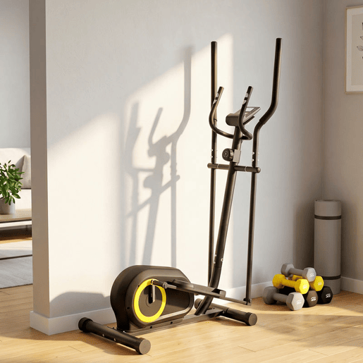 SPORTNOW Bicicleta Elíptica para Casa Máquina Elíptica Silenciona com Bluetooth Compatível com App Resistência Ajustável em 8 Níveis Ecrã LCD e Sensor de Pulso Rodas Capacidade de Carga 120 kg 100x52x153 cm Preto e Amarelo SPORTNOW Bicicleta Elíptica para Casa Máquina Elíptica Silenciona com Bluetooth Compatível com App Resistência Ajustável em 8 Níveis Ecrã LCD e Sensor de Pulso Rodas Capacidade de Carga 120 kg 100x52x153 cm Preto e Amarelo
