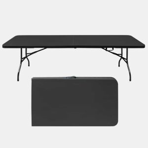 Mesa dobrável de 244 cm - resistente, multifuncional, com pega - preta