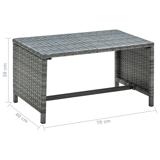 Mesa de Centro, Mesa baixa, 70x40x38 cm vime PE antracite Mesa de Centro, Mesa baixa, 70x40x38 cm vime PE antracite