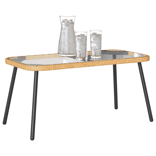 Mesa de Centro, Mesa baixa, Marrom e Preto 90 x 45 x 43 cm vime PE