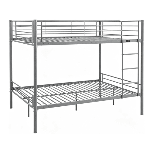 Cama de beliche dupla Adam com estrado de molas - 140 x 190 cm - Cinzento