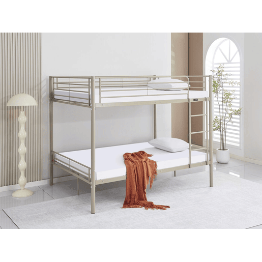 Cama de beliche dupla Adam com estrado de molas - 140 x 190 cm - Taupe