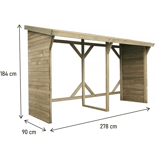 Abrigo de toras - 2,5 m² - 2,78 x 0,90 x 1,85 m - 5 Stères
