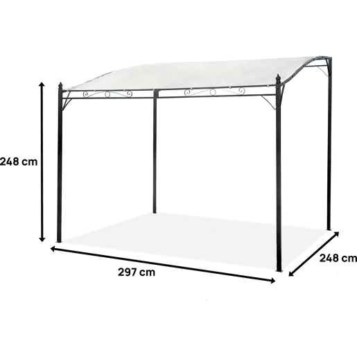 Pérgula metálica inclinada - 3 x 2,5 m - Bege